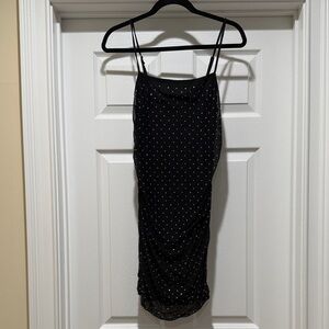 Black Rhinestone Spaghetti-Strap Dress